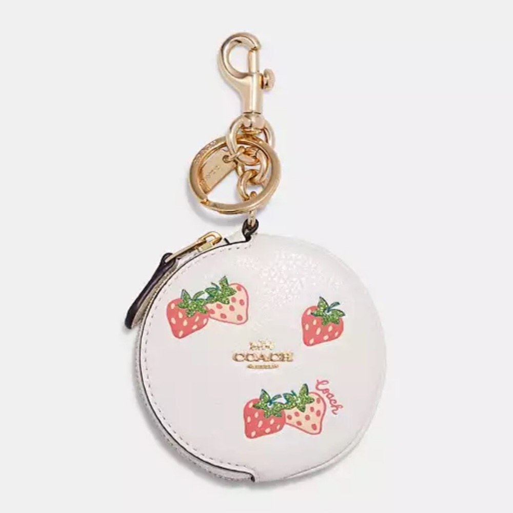 Coach Circular Coin Pouch with Strawberry Print